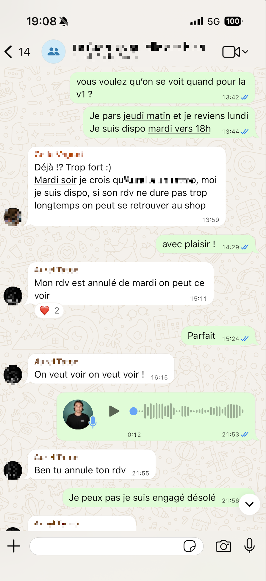 Conversation WhatsApp — Déjà !? Trop fort :)