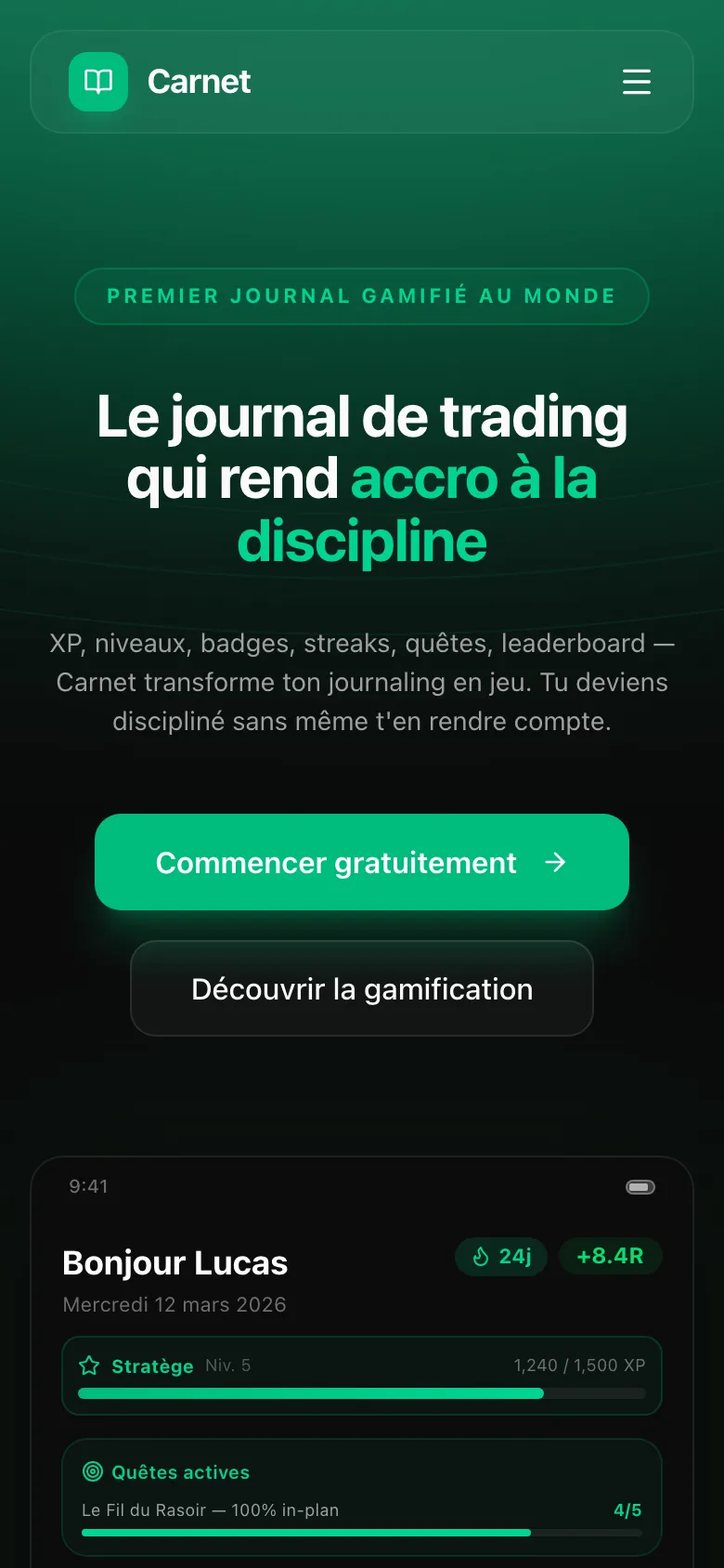 Carnet sur téléphone