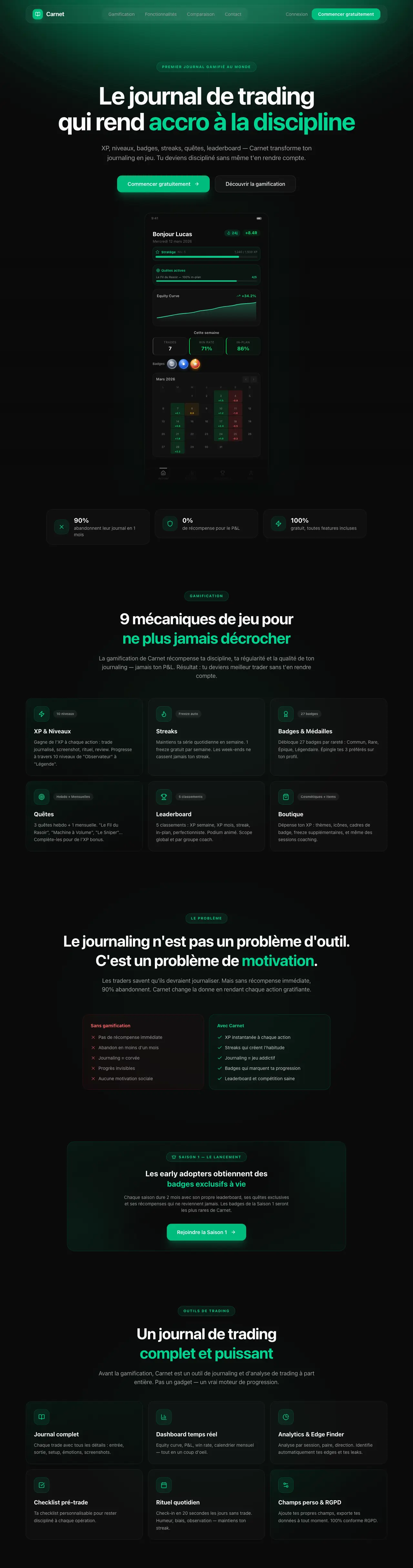 Une capture défilante de toute la page de Carnet